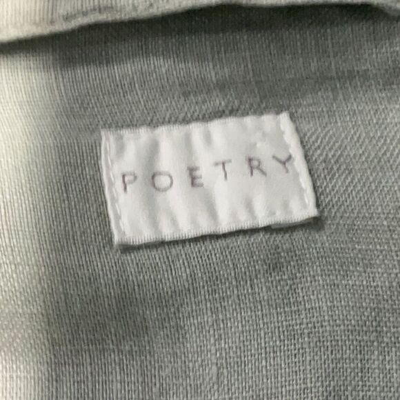 Poetry 100% Linen Half Button Down grey Oversized caftan long dress Size 4 - Picture 7 of 12